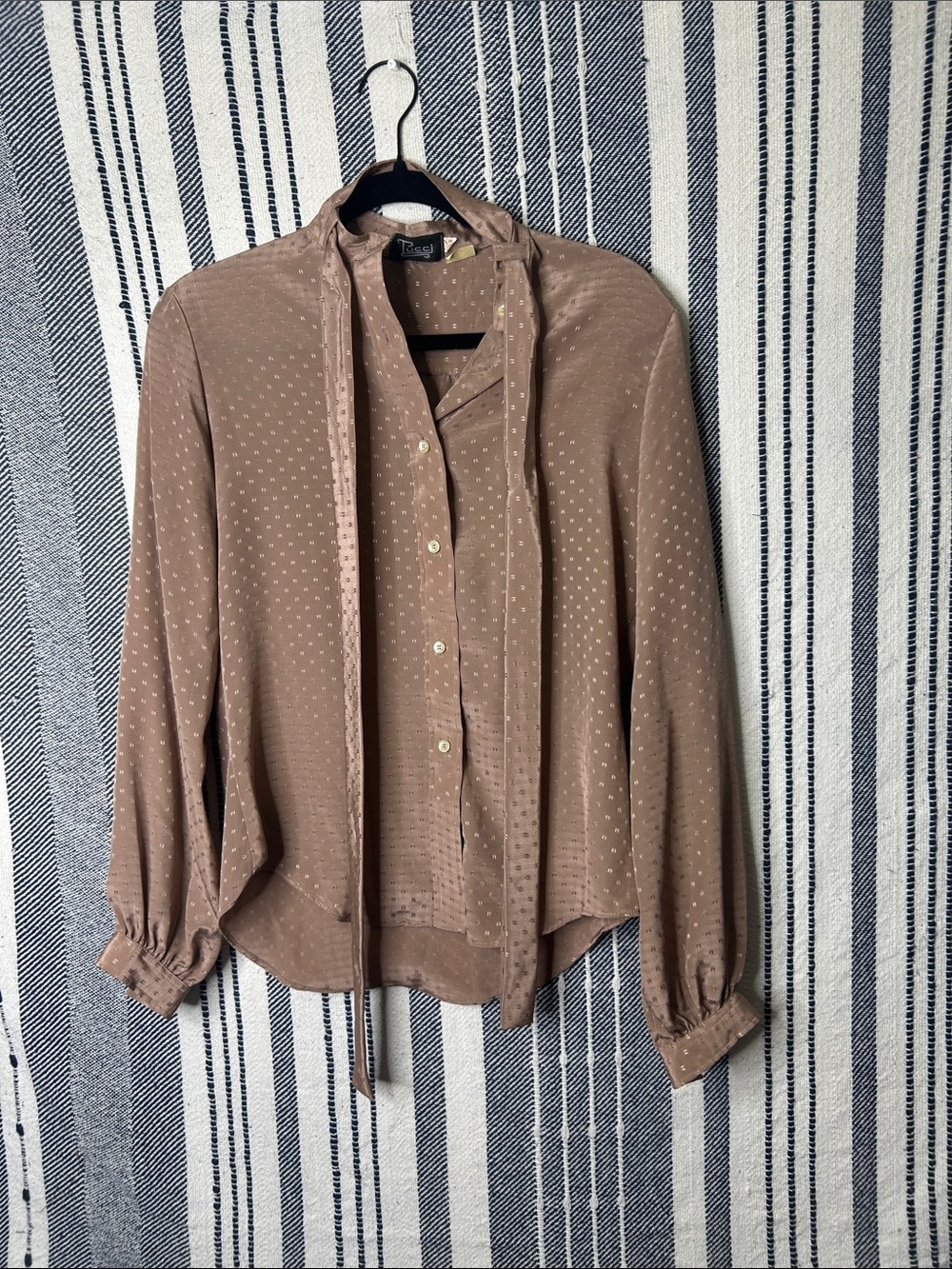 Vintage Tucci Neck Tie Bow Blouse